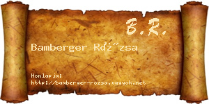 Bamberger Rózsa névjegykártya